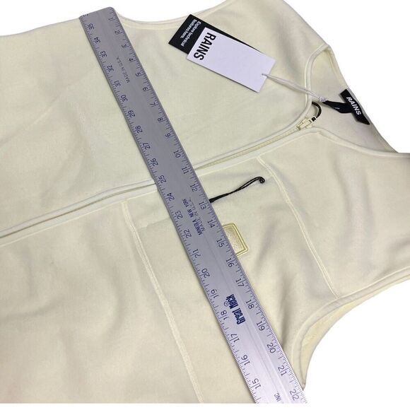 Rains Vest‎ Women’s M Yellow Fleece Layer Straw Full Zip Logo 18510 Pockets - Picture 5 of 11